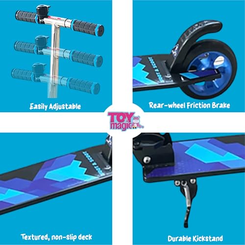 Image of ToyMagic SwiftGlider 2 Wheeler Scooter|Non Electronic Smart Kick Scooter|Rear Brake Foldable Toy|Height Adjustable Handle|Weight Capacity Till 50kg|Birthday Gift for 3+ Kid |Made in India, Multicolor