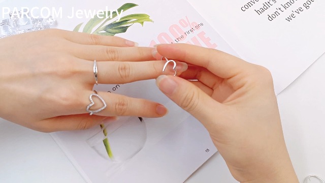 PARCOM Women's S925 Sterling Silver Heart Rings | Simple Stackable Statement Rings, Gift For Her