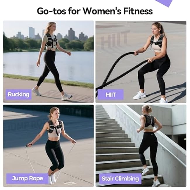 10LBS Weighted Vest for Women & Men with Reflective Stripe and Adjustable Buckle, Comfortable & Durable Rucking Vest for Walking, Running & Strength Training, black