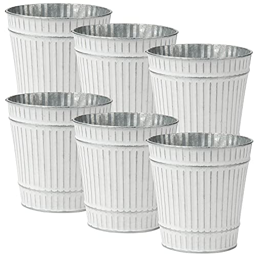 6er Set Blumentöpfe aus verzinktem Stahl perfekt für Moderne Dekoration und Pflanztöpfe, Dekorativen Zink Töpfen drinnen und draußen