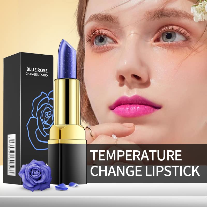 Miniatura 7 de MEICOLY 2 lápices labiales azules brillantes, lápiz labial mágico que cambia de color, Labiales Magicos nutritivo bálsamo labial tintado labial,