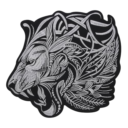 GTDoitt Écusson brodé tête de lion à repasser pour vêtements, sacs, appliques, veste en denim, accessoires pour animaux
