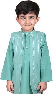 POLKA TOTS Boys Cotton Ethnic Kurta Pajama Set with Attached Koti | Ethnic Motif Wear Kids Kurta Pyjama for Boys & Toddler... Price In India