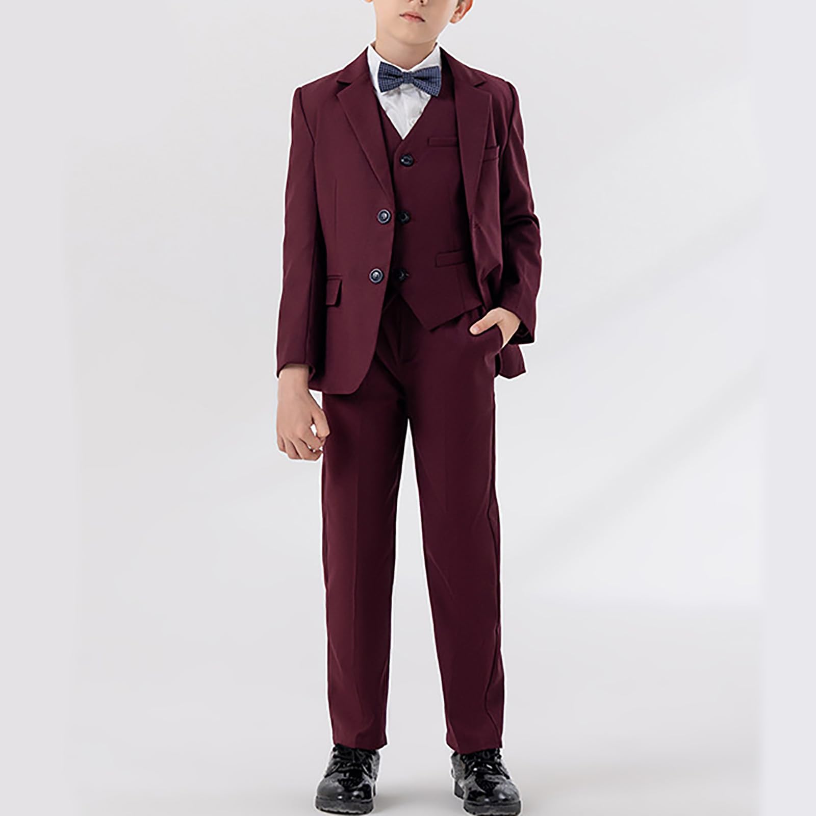 Conjunto De Traje para Niños 5 Piezas Abrigo Elegante Estilo Británico Elegante Pantalones Pajarita Práctica Festivo Fiesta Banquete Conjunto Diseño Clásico Adecuado Bodas Y Ceremonias Importantes