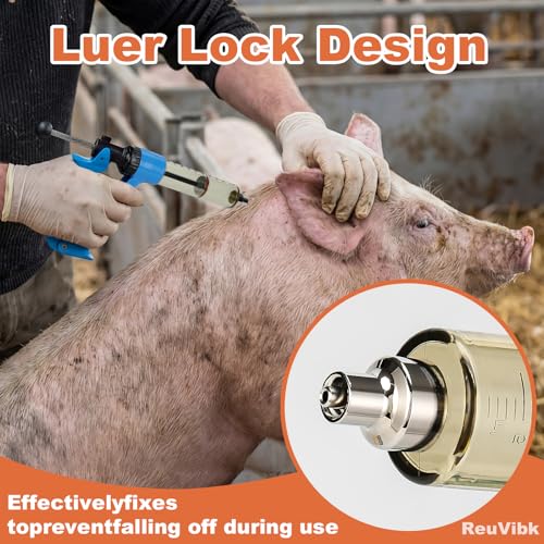 Image of 50ml Semi-Auto Repeating Livestock Syringe Gun, 5 Dose Settings | Ergonomic Grip, Clear Barrel & Luer Lock, Vet Injector for Cattle, Horses, Goats, Sheep & Pigs
