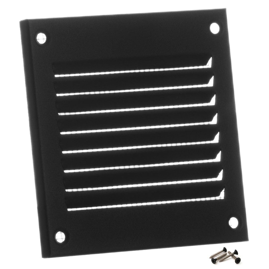 Steinberg14 Anthracite 100X100mm Metal Air Vent Cover With Insect Mesh - 4X4 Inch Ventilation Grille - Air Vent Register For Walls And Ceilings - Ventilation Cover For Outdoor And Indoor