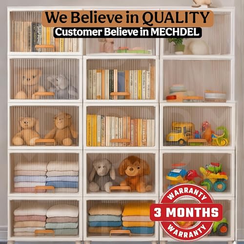 Image of mechdel Cupboard Rack for Clothes Plastic Cabinet for Storages Foldable Wardrobe for Clothes Plastic Cloth Rack for Storages Clothe Storage (Cupboard Rack-1 Door - Transparent, 3+3 (Set))