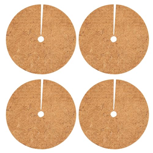 COACOM Lot de 4 housses de protection contre le gel de 20 cm en noix de coco, pour pots de fleurs, paillis de protection contre le gel, plantes d'hiver en extérieur