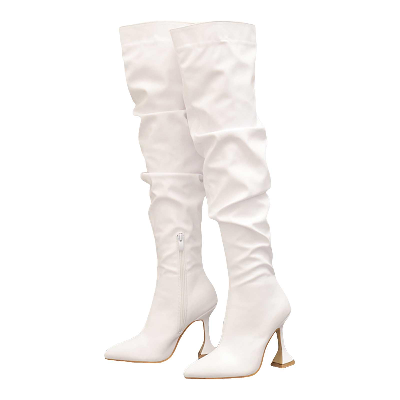 Womens High Heel Over The Knee Boots Pointed Toe Pull On Long Boot Thigh High Boots for Women