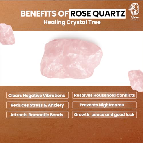 Image of Rose Quartz Crystal Tree - 300 Natural Pink Gemstone Beads | Feng Shui & Vastu Money Tree for Wealth, Prosperity & Positive Energy | Home, Office & Pooja Room Decor | Handmade Gift (Pack of 1)