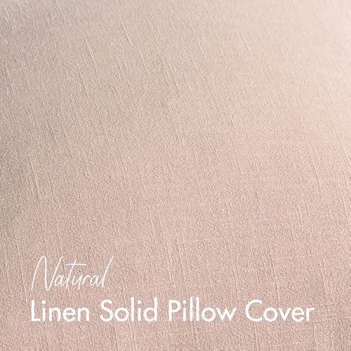 Image of Decorative Linen Solid Throw Pillow Covers Boho Accent Farmhouse Pillows Modern Valentines Home Decor for Couch Sofa Living Room Bed 20x20 Inch Set of 2,Light Pink