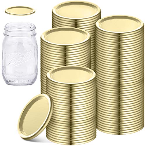 70 mm Canning Lids Jar Lids Split-Type Lids Reusable Leak Proof Storage Solid Caps Metal Canning Jar Lids Compatible with Mason Jar for Pickling Canning Jar Lid Storage Gold 120