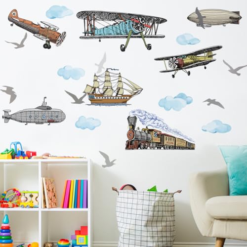 Vinilos decorativos grandes de avión para habitación infantil miniatura 3