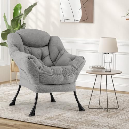 Sillón Plegable Con Tela Tipo Sherpa Gris miniatura 2