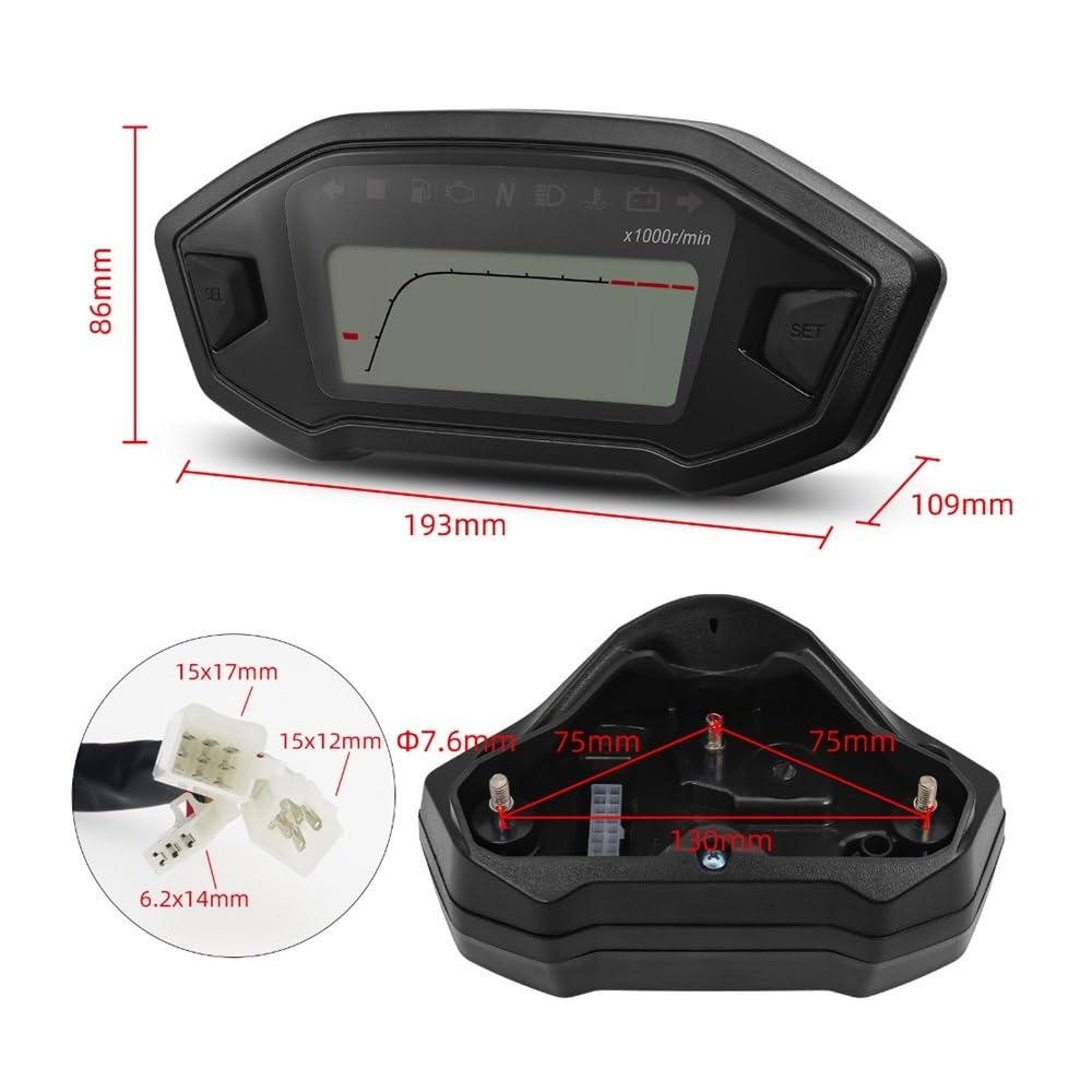 Tachimetro per moto, contagiri, cruscotto, 10000