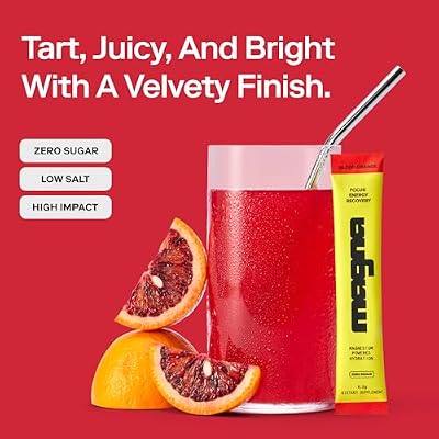 MAGNA Electrolytes Powder Drink Mix for Hydration, Energy & Focus Support with Magnesium L Threonate, Sodium, Potassium, Vitamin D, B6 & B12, Sugar Free, Blood Orange Flavor, 14 Servings