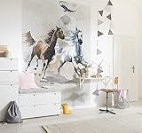 Komar Vlies Fototapete - Wild Ride - Größe: 200 x 280 cm (Breite x Höhe) - Pferde, Wildpferde, Mädchen, Kinderzimmer, Tapete - IAX4-0030