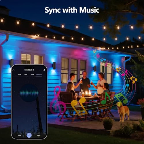 Nigaut Smart Outdoor Wall Lights, 30W Exterior/Interior Lighting Fixture Compatible with Alexa, IP65 Waterproof Up and Down Lights Outdoor for Porch Garden, 2.4 GHz Wi-Fi & App Control