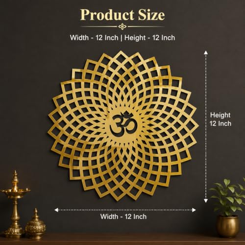 Image of Mandala Om 3D Acrylic Mirror Wall Sticker | Golden Decorative Om Wall Art for Living Room, Bedroom, Hall, Kids Room & Office | Self-Adhesive Spiritual Home Decor Mirror Sticker