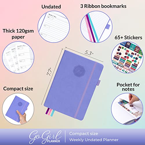 Gogirl Planner And Organizer For Women – Compact Size Weekly Planner, Goals Journal & Agenda To Improve Time Management, Productivity & Live Happier. Undated – Start Anytime, Lasts 1 Year – Lavender #TOP1