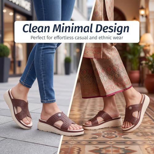 Image of YOHO SDL 111 Slides for Women | Orthopedic & Soft Sandal for Ladies | Fancy Slippers /Chappal For Girls | Stylish Heeled Wedhes for Everyday Wear
