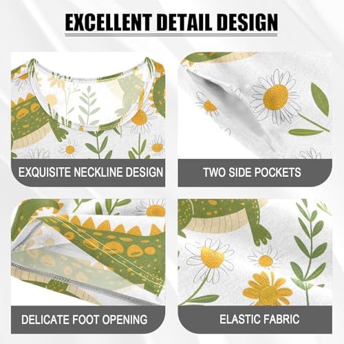 ALAZA Crocodile Daisy Flower Pajamas Short Sleeve 2 Piece Sleepwear Top and Bottom Pajama Set Unisex4