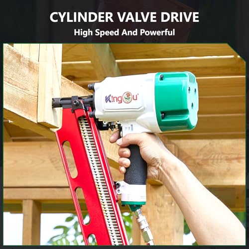 Image of KingOu Mexican Style 21 Degree NR2183M Light Weight (7.8lb) Framing Nailer, Pneumatic Framing Nail Gun with Aluminum Magazine, 2-Inch up to 3-1 /4-Inch Plastic Collated Full Head Framing Nails