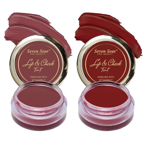 Image of Seven Seas Lips & Cheek Tint Combo Pack of 2 | Matte Natural Blush for Women | Lip Tint with Vitamin E | Nourishing Cheek Tint (Copper Rust, Fire Brick)