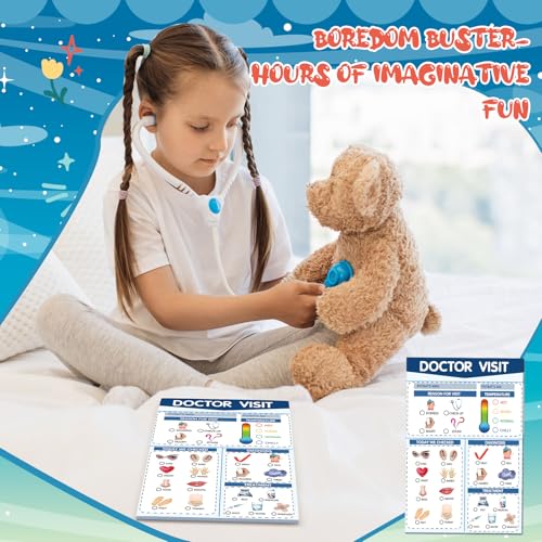 Eaasty 6 Pcs Kids Pretend Play Notepads for Kids Pretend Play Imaginative Role Playtime Bundle Include Doctor Police Teacher Vet Coffee Restaurant - Image 4