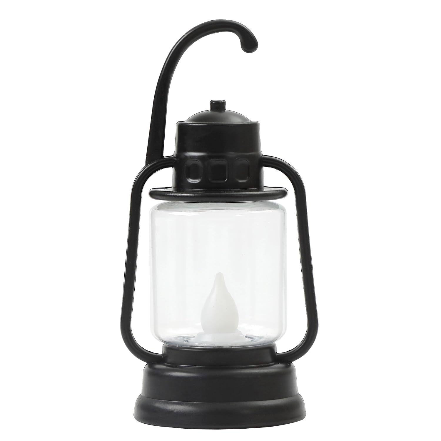 Lot de 12 lanternes rétro à LED de 15,2 cm - Lanternes décoratives à suspendre pour décoration de mariage, Halloween, Noël et diverses fêtes (noir, taille L)