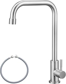 CECIPA Grifo de agua fría, grifo de agua fría con giratorio 360°, grifos de agua fría de acero inoxidable