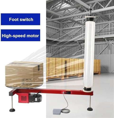 Electric Pallet Wrapper Machine, 40cm Turntable, 50 RPM Speed, Heavy-Duty Stretch Film Wrapping for Logistics, Carton Packaging, Ideal for Warehousing and Shipping