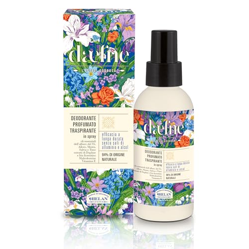 Helan Daefne - Déodorant spray pour femme et homme à la vitamine E et aux maltodextrines anti-odeurs, parfum déodorant frais 94% d'origine naturelle sans alcool, 100 ml, Made in Italy