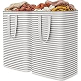 Lifewit 2 Pack Laundry Hamper Large Collapsible Laundry Baskets, Freestanding Waterproof Clothes Hamper with Easy Carry Handles in Laundry Room Bedroom Bathroom College Dorm, Grey, 2 x 80L