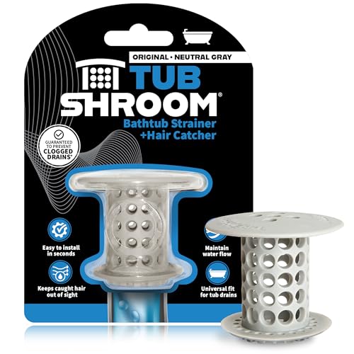 TubShroom the Revolutionary Tub Drain Protector Hair Catcher/Strainer/Snare, Gray (TSGRA454)