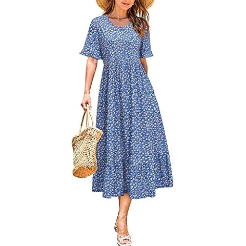 STYLEWORD Floral Midi Summer Dress with Pockets Cover