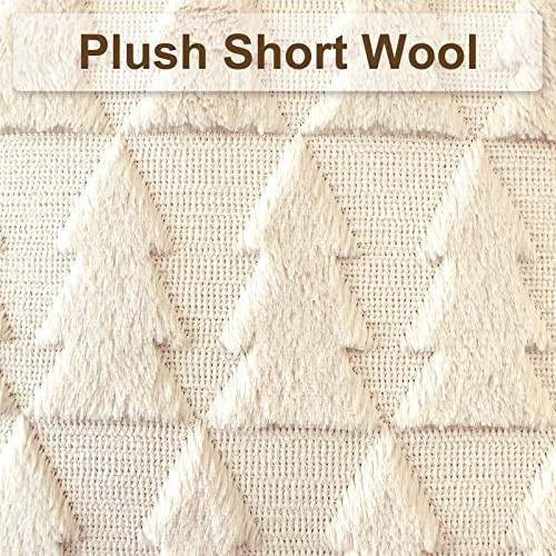 Artscope Set of 2 Soft Plush Short Wool Velvet Decorative Cushion Covers Square Luxury Style Throw Pillow Covers Pillow Shell for Sofa Bedroom Christmas Tree Cream Beige 30x50cm - Image 4