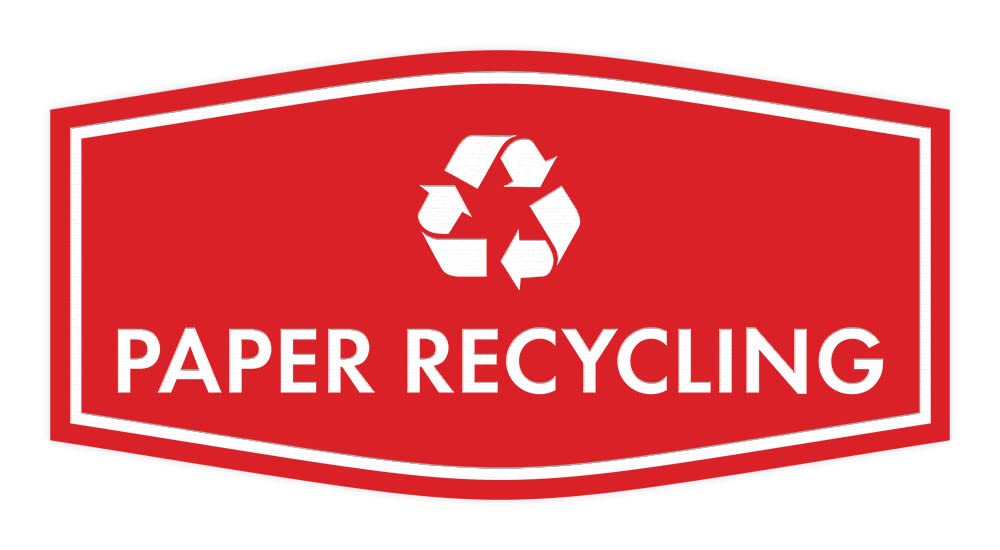 Fancy Paper Recycling Sign (Red) - Large