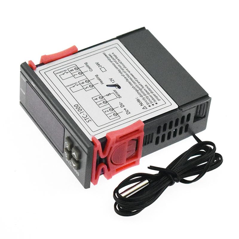 4PCS STC-1000 Digital Temperature Controller AC 10A 110V-220V Digital LED Temperature Controller Heating Cooling Centigrade Thermostat 2 Relays Output with NTC Sensor Probe (12V)