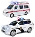 Kiddie Play Battery Operated Bump and Go Toy Ambulance and Police Car Play Set for Kids with Siren and Flashing Lights