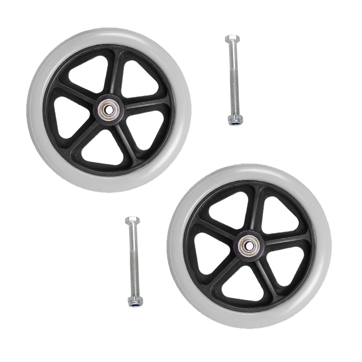 2 pz 6" 7" 8" Ruote Anteriori Ricambio Antiscivolo Pneumatico Solido Ruota del Carrello Antiscivolo Resistente all'Usura Accessori per Carrozzina Disabili(Gray,8in/19cm)