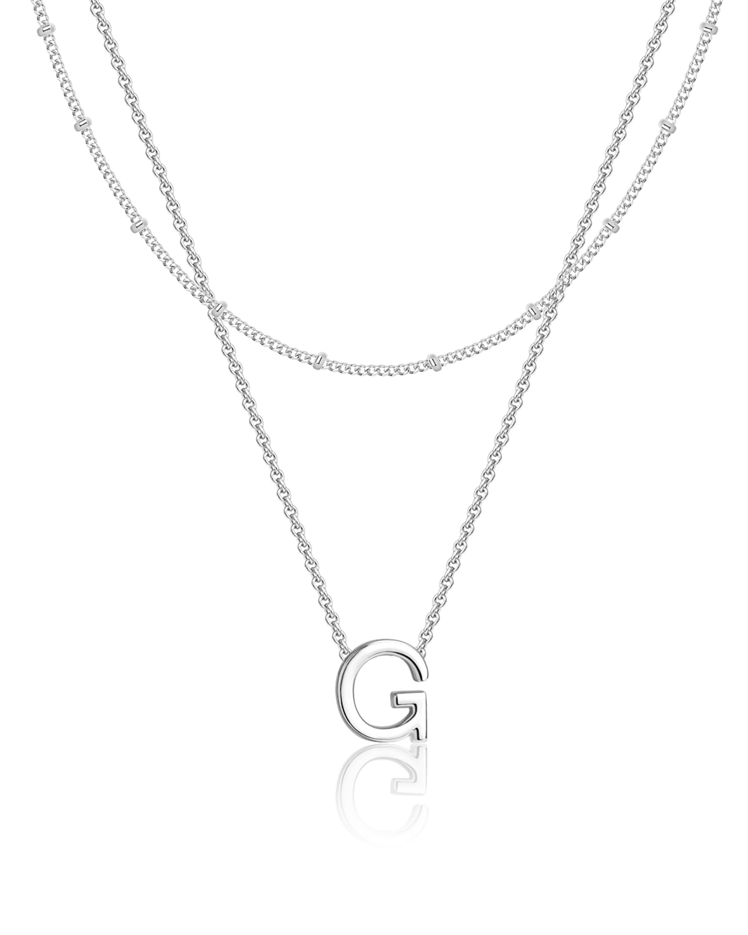 Poxtex Initial Necklaces for Women 14K Gold Silver Plated Letter Jewelry Non Tarnish Layered Dainty Cute A-Z Pendant Choker Necklace Waterproof Trendy