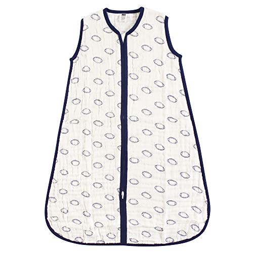 Image of Hudson Baby Unisex Baby Muslin Cotton Sleeveless Wearable Sleeping Bag, Sack, Blanket, Football, 0-6 Months