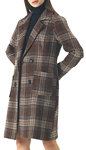 Image of chouyatou Women Elegant Notched Collar Double Breasted Wool Blend Over Coat