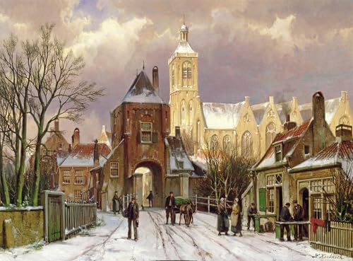 Impression d'affiches Amsterdam scène d'hiver sur toile premium 60x90cm