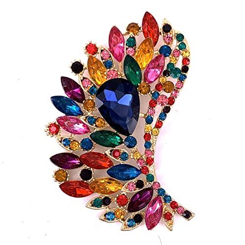 Image of SELOVO Rhinestone Crystal Big Large Brooch Pin Jewerly Accessory Gold Tone