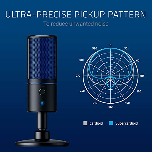 Seiren X per PlayStation - USB Microfono a Condensatore da Streaming (Compatibile con PS4, PS5 e PC, Monitoraggio a Latenza Zero, Supporto Ammortizzato Integrato) Nero/Blu - Microfono streaming - Immagine 2