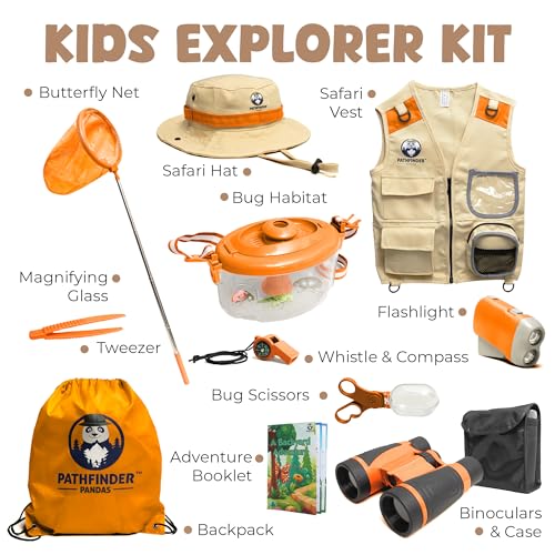 Image of Kids Explorer Kit with Safari Vest & Hat for 7-12 Year Old Boys & Girls | Cute Dress-Up Zookeeper Costume & Safari Costume for Boys & Girls - Included Adventure Guide & Scavenger Hunt