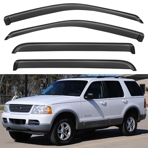 Image of Window Visors Rain Guards Shield for 2002-2010 Ford Explorer /Mercury Mountaineer, Out-Channel Window Vent Wind Deflectors Visors Shades for 2003-2010 Lincoln Aviator