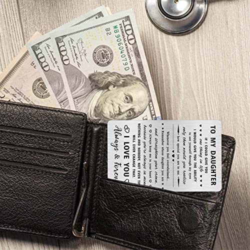 Alotozo Engraved Stainless Steel Daughter Card - Funny & Heartfelt Gifts for Daughter, Graduation, Christmas - Durable Wallet Card with Loving Message from Mom/Dad3